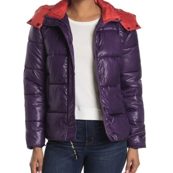 NWT Kendall & Kylie Two Tone Puffer Jacket women’s Large - Picture 3 of 13